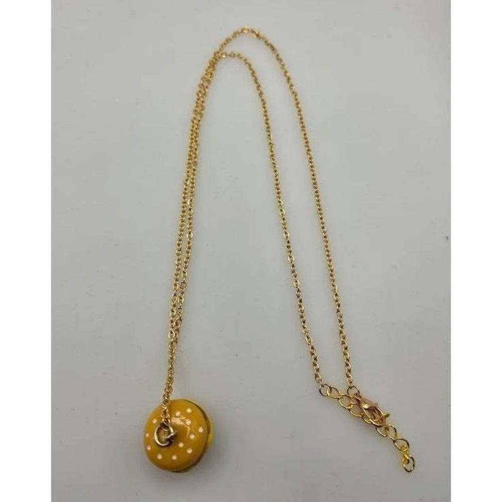 Burger Necklace Gold Toned Stainless‎ Steel 24